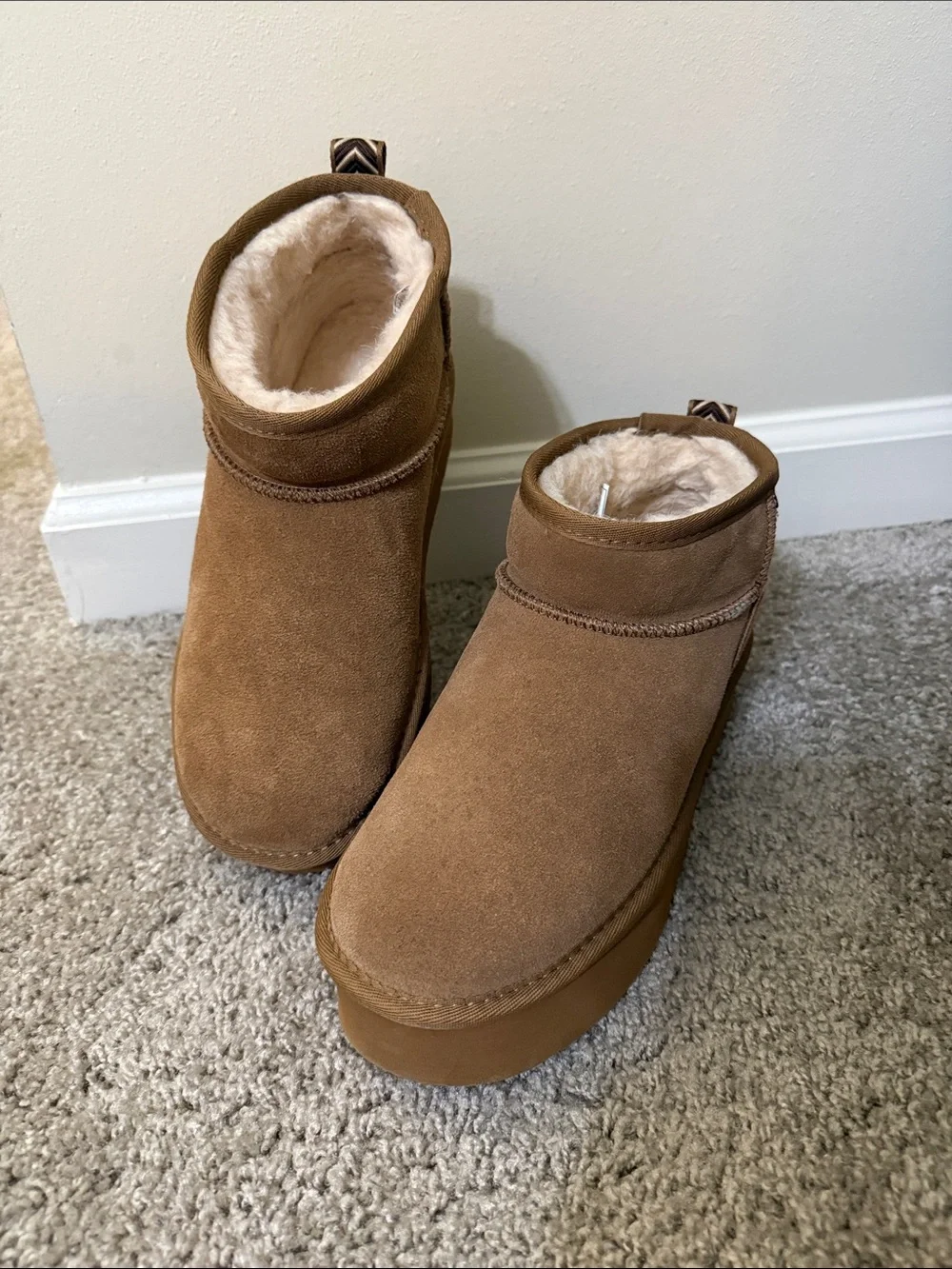 BearPaw Kids Chestnut Suede Plush-Lined Ankle Boots